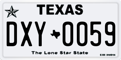 TX license plate DXY0059