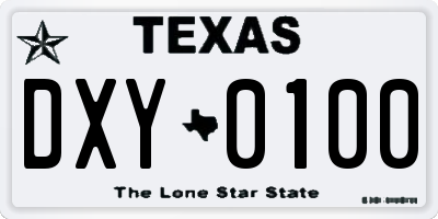 TX license plate DXY0100
