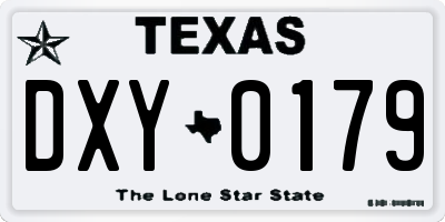 TX license plate DXY0179