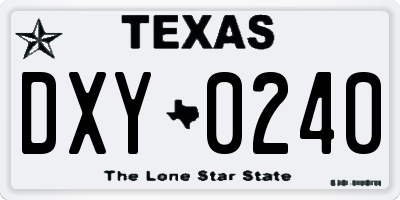 TX license plate DXY0240
