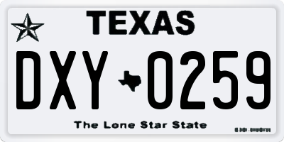 TX license plate DXY0259