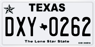 TX license plate DXY0262
