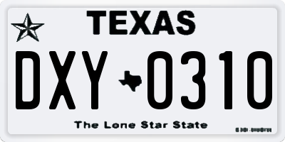 TX license plate DXY0310