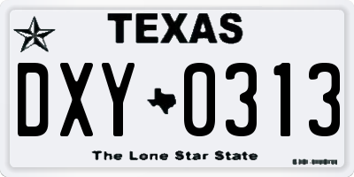 TX license plate DXY0313