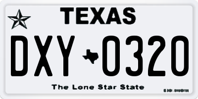 TX license plate DXY0320