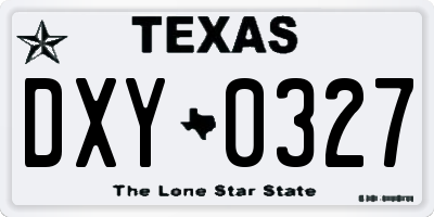 TX license plate DXY0327
