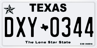 TX license plate DXY0344