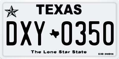 TX license plate DXY0350