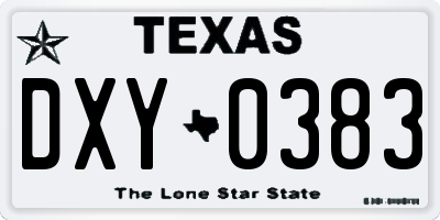 TX license plate DXY0383