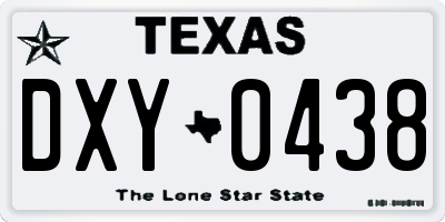 TX license plate DXY0438