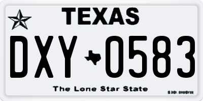 TX license plate DXY0583