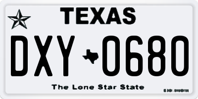 TX license plate DXY0680