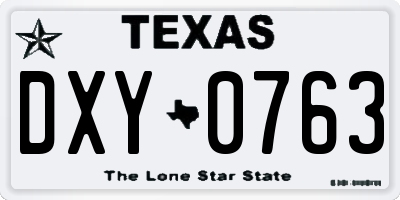 TX license plate DXY0763