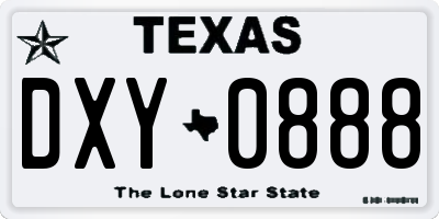 TX license plate DXY0888