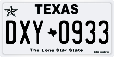 TX license plate DXY0933