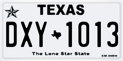 TX license plate DXY1013