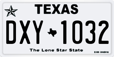 TX license plate DXY1032