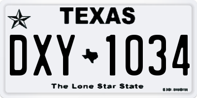 TX license plate DXY1034