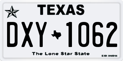 TX license plate DXY1062