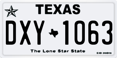TX license plate DXY1063