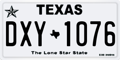 TX license plate DXY1076