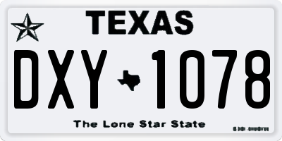 TX license plate DXY1078