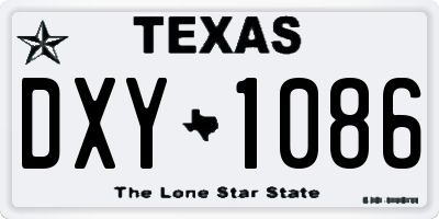 TX license plate DXY1086