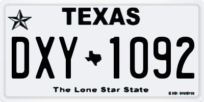 TX license plate DXY1092