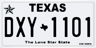 TX license plate DXY1101
