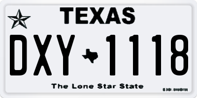 TX license plate DXY1118