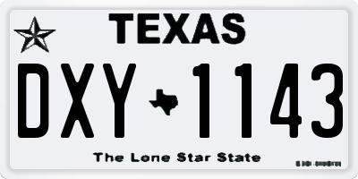 TX license plate DXY1143