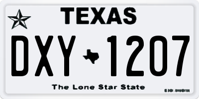 TX license plate DXY1207