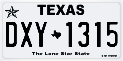 TX license plate DXY1315