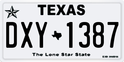 TX license plate DXY1387