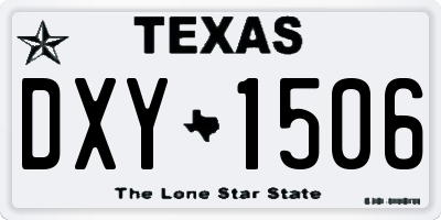 TX license plate DXY1506