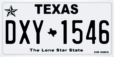 TX license plate DXY1546