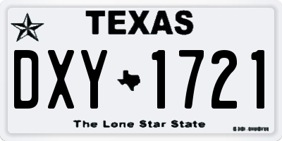 TX license plate DXY1721