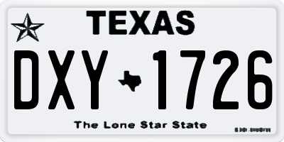 TX license plate DXY1726