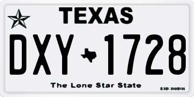 TX license plate DXY1728