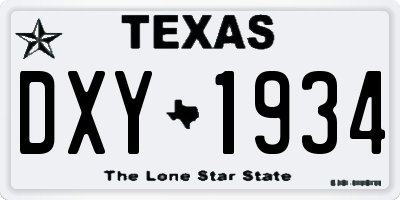 TX license plate DXY1934