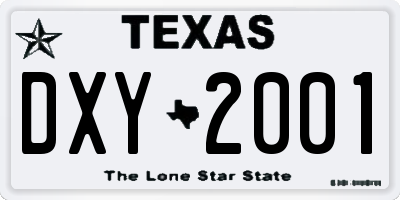 TX license plate DXY2001