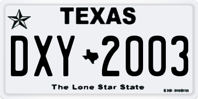 TX license plate DXY2003