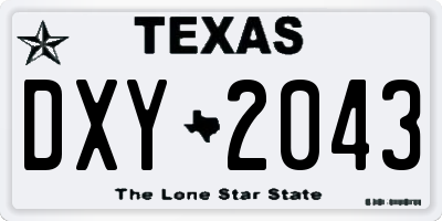 TX license plate DXY2043