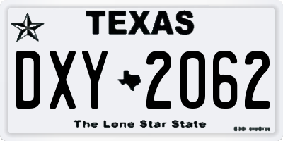 TX license plate DXY2062