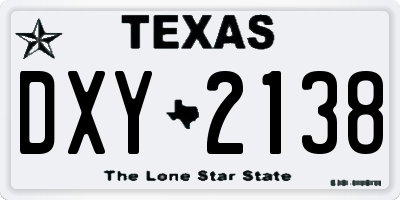 TX license plate DXY2138