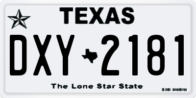 TX license plate DXY2181