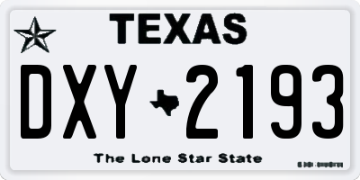 TX license plate DXY2193
