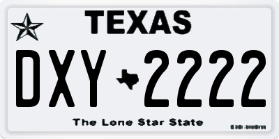 TX license plate DXY2222