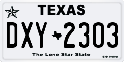 TX license plate DXY2303