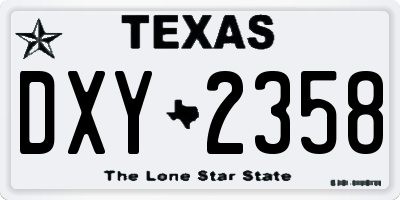 TX license plate DXY2358